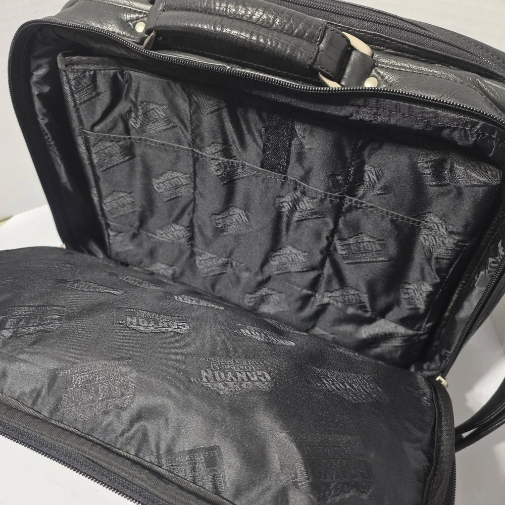 Canyon Leather Co Black Pebbled Leather Laptop Briefcase Messenger Bag AG States